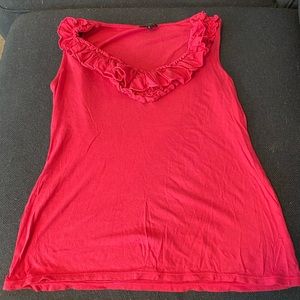 Express Sleeveless Top with ruffled neckline. Pink. Size small.